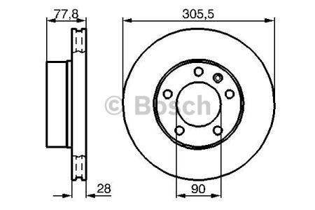 Bosch opel гальмівний диск передній movano 2.5 d,td 99- 0986479001