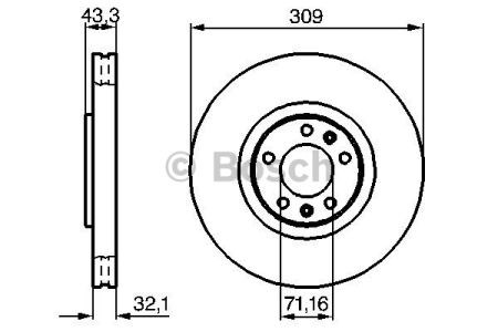 Bosch гальмівний диск передн. peugeot 607 3.0 v6 0986479027