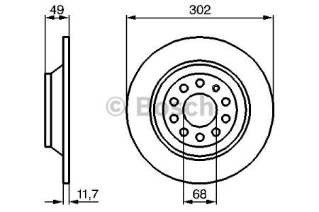 Bosch диск гальмівний задній audi a6 2.0i 2.4i 2.7tdi 2.8fsi 3.0i 05- (30211.7) 0986479257