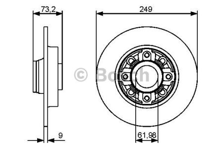 Bosch диск гальмівний задній 2499 citroen c4, ds4, 08-. 0986479388