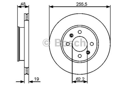 Bosch диск гальмівний передній hyundai getz 02- (255,519) r-14 0986479459