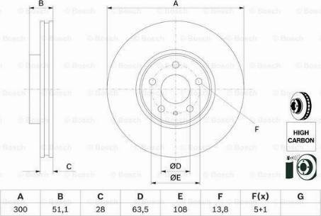Диск гальмівний передній 0986479D85 BOSCH