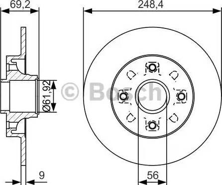 Bosch диск гальмівний задн (без підш) citroen c3,c4 peugeot 207,307  (2499) 0986479S43