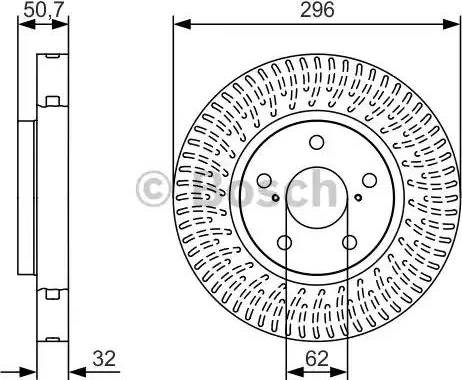 Диск гальмівний передній 0986479T38 BOSCH