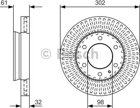 Диск гальмівний передній 0986479V32 BOSCH