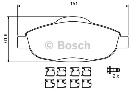Bosch гальмівні колодки передн. peugeot 308 07- 0986494261