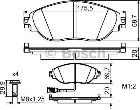 Передні гальмівні колодки 0986494704 BOSCH