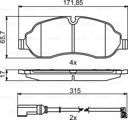 Передні гальмівні колодки 0986494845 BOSCH