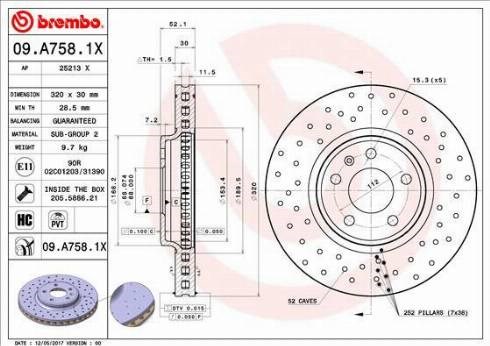 Гальмо дискове переднє 09A7581X BREMBO