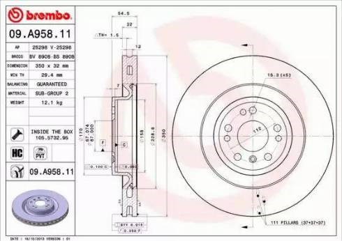 Диск переднього гальма 09A95811 BREMBO