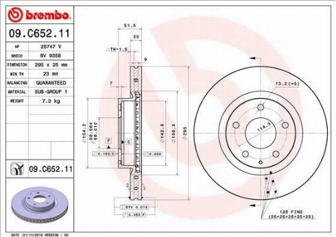 Гальмо дискове переднє 09C65211 BREMBO