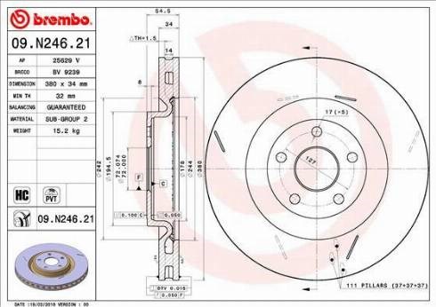 Гальмо дискове переднє 09N24621 BREMBO