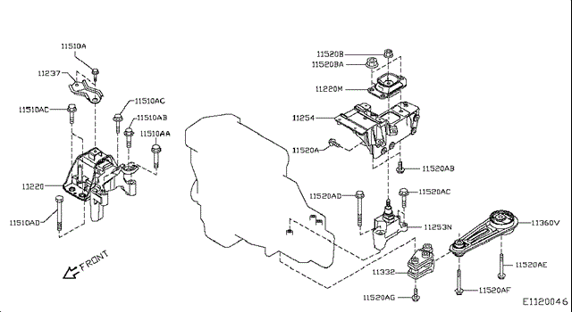 Передня опора двигуна 11210JD21B NISSAN