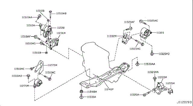 Подушка (опора) двигуна, передня 112708H310 NISSAN