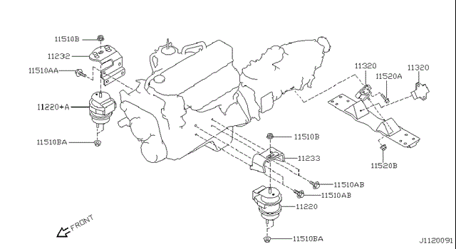 Опора коробки передач 11320VB91A NISSAN