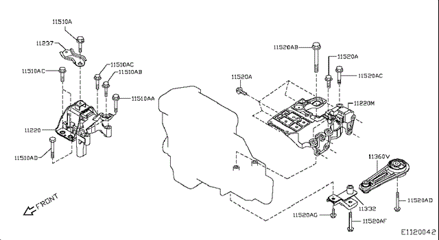 Подушка (опора) двигуна, ліва нижня 11360JD01B NISSAN
