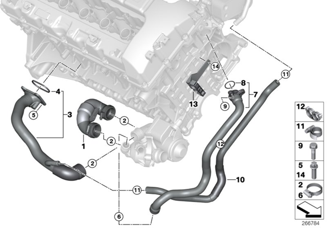 Шланг (патрубок) термостата 11537560363 BMW