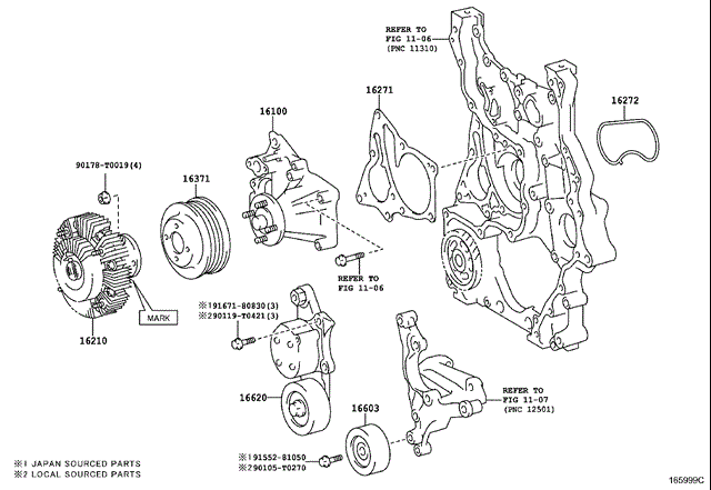 Насос охолодження 1610009711 TOYOTA