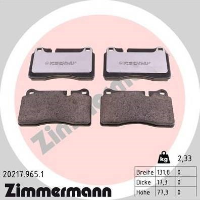 Передні гальмівні колодки 202179651 ZIMMERMANN