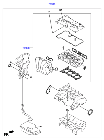 Набір прокладок двигуна 209102EU07 HYUNDAI