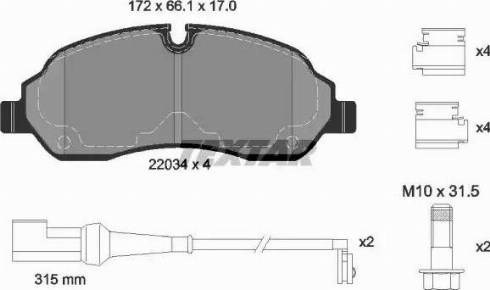 Передні гальмівні колодки 2203401 TEXTAR