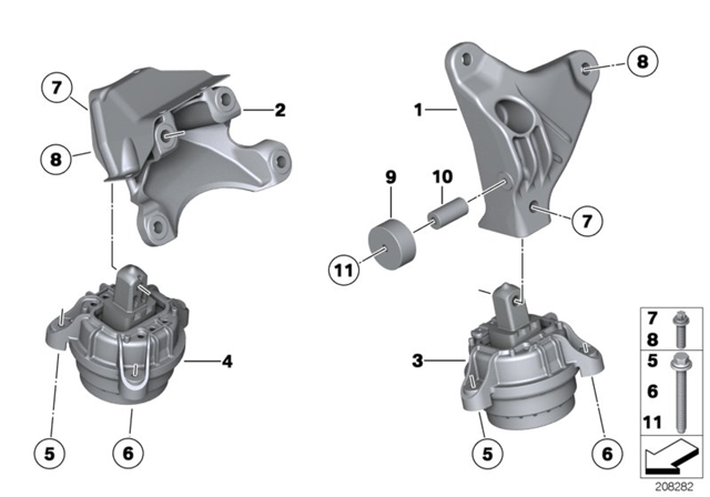 Права подушка мотора 22116786528 BMW