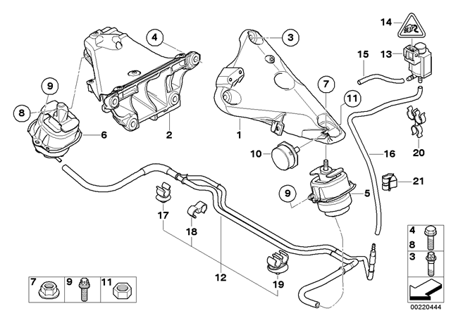 Права подушка двигуна 22116793016 BMW