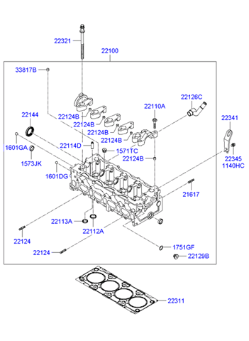 Прокладка головки блока циліндрів (ГБЦ) 2231127002 HYUNDAI