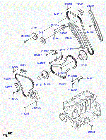 Ланцюг ГРМ, нижня 233514A600 HYUNDAI