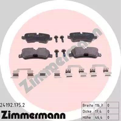 Колодки на гальмо задній дисковий 241921752 ZIMMERMANN