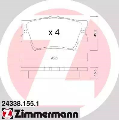 Комплект задніх колодок 243381551 ZIMMERMANN
