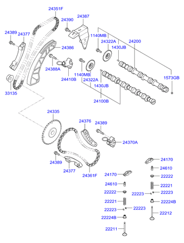 Ланцюг приводу распредвала 243512A001 HYUNDAI