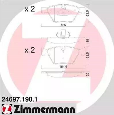 Передні гальмівні колодки 246971901 ZIMMERMANN