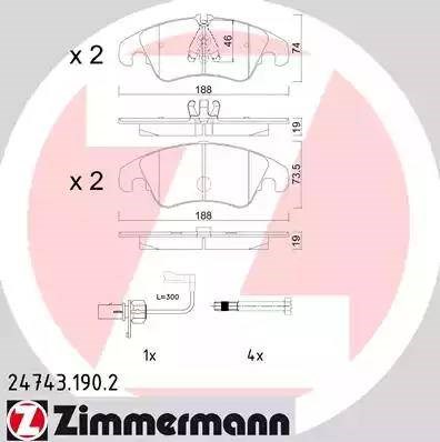 Передні гальмівні колодки 247431902 ZIMMERMANN