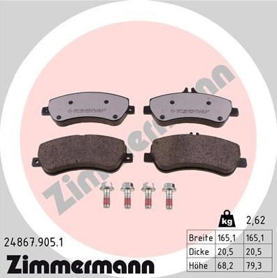 Передні гальмівні колодки 248679051 ZIMMERMANN