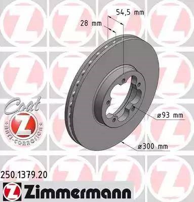 Диск переднього гальма 250137920 ZIMMERMANN