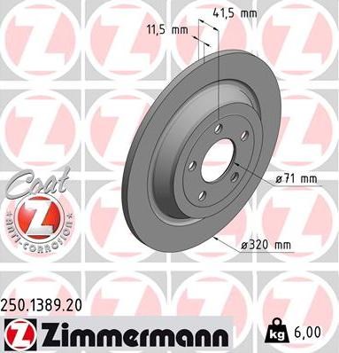 Диск гальмівний задній 250138920 ZIMMERMANN