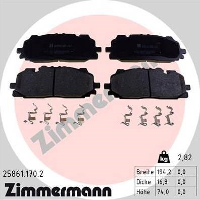 Колодки гальмівні дискові комплект 258611702 ZIMMERMANN
