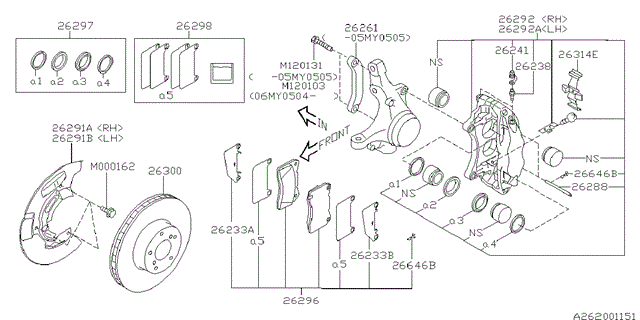 Ремкомплект супорту гальмівного переднього 26297FE010 SUBARU