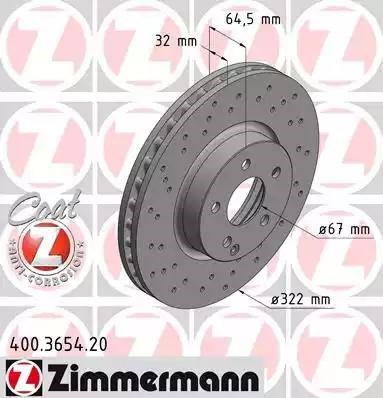 Диск гальмівний передній 400365420 ZIMMERMANN