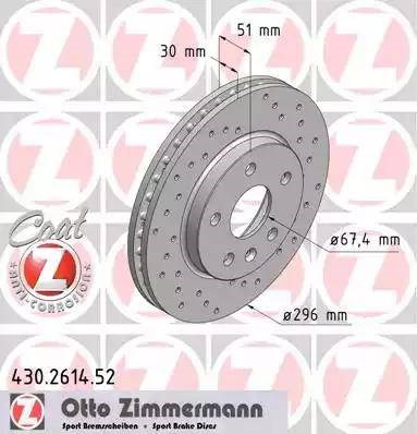 Диск переднього гальма 430261452 ZIMMERMANN