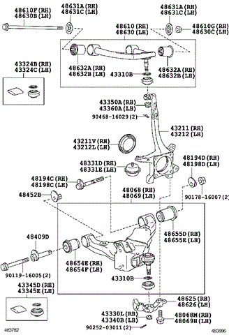Цапфа - поворотний кулак передній, лівий 4321260200 TOYOTA