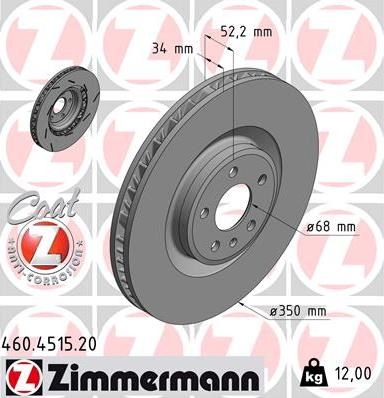 Диск переднього гальма 460451520 ZIMMERMANN