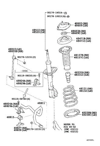 Амортизатор подвески (стойка в сборе) перед лев (газ/масло) (48510-49455) toyota 4851049455