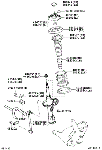 Опора стійки амортизатора переднього 4860913010 TOYOTA