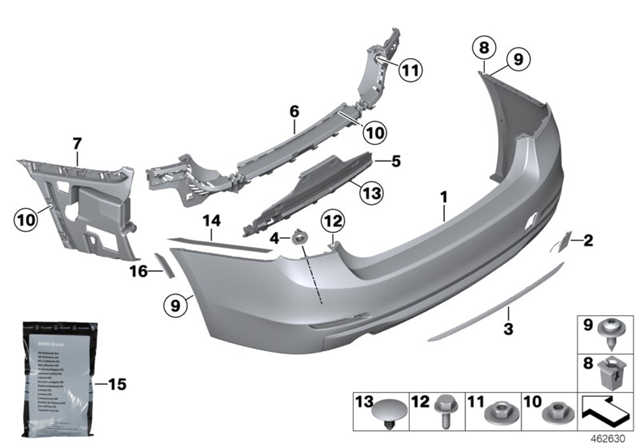 Кронштейн бампера заднього, центральний 51127256921 BMW