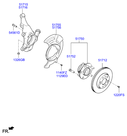 Ступица колеса переднего elantra (15-) (51750-f2000) fag 51750F2000