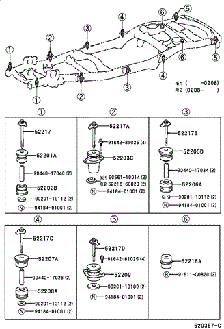 Подушка рами (кріплення кузова) 5220360060 TOYOTA