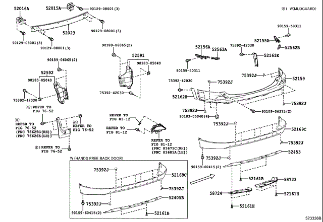 Фартух заднього бампера 5245342900 TOYOTA