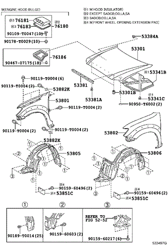 Підкрилок переднього крила, правий 538050K050 TOYOTA